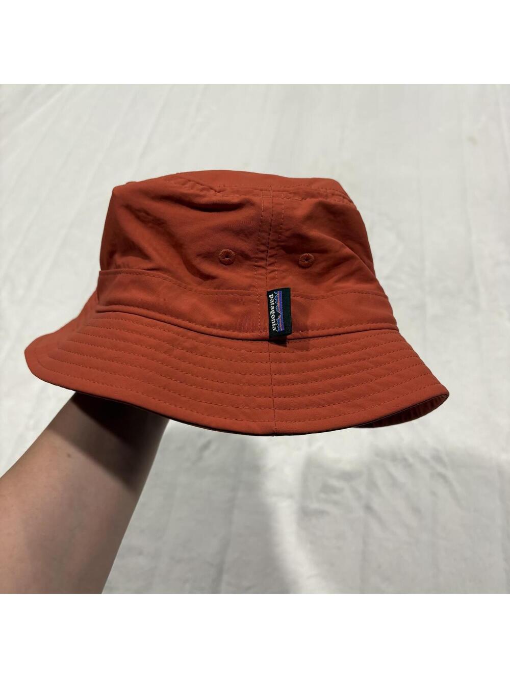 Patagonia Outdoor Hiking Recycled Nylon Bucket Hat Small Unisex Rust Orange